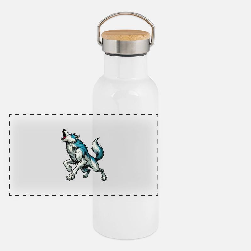 Wolf Comic Panoramic Thermal Bottle with Bamboo Lid