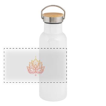 Lotus Flower - Panoramic Thermal Bottle with Bamboo Lid - white - Front