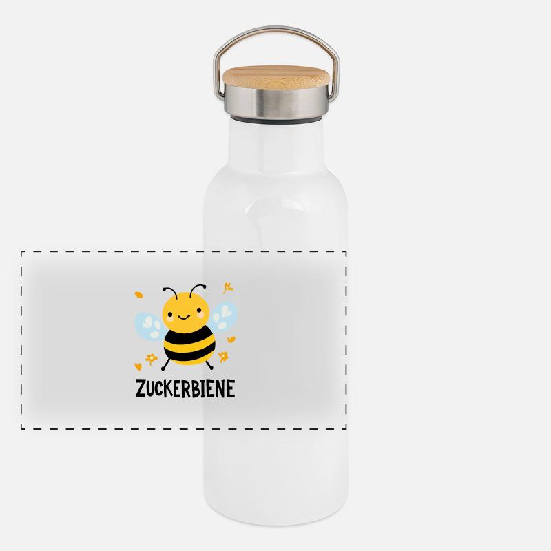 Zuckerbiene Panorama Thermosflasche mit Bambusdeckel