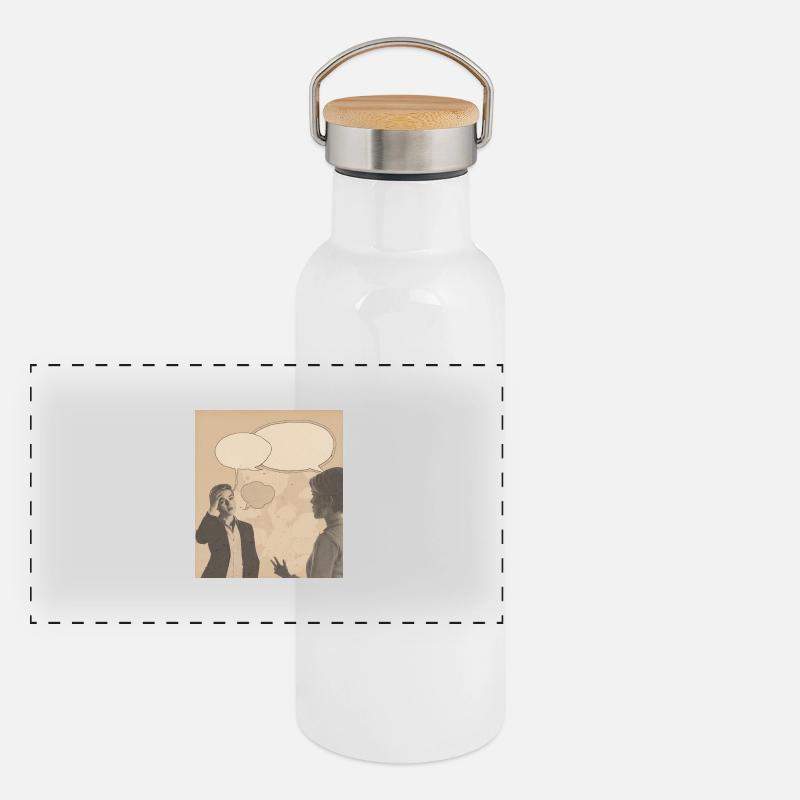 Retro Conversation Panoramic Thermal Bottle with Bamboo Lid