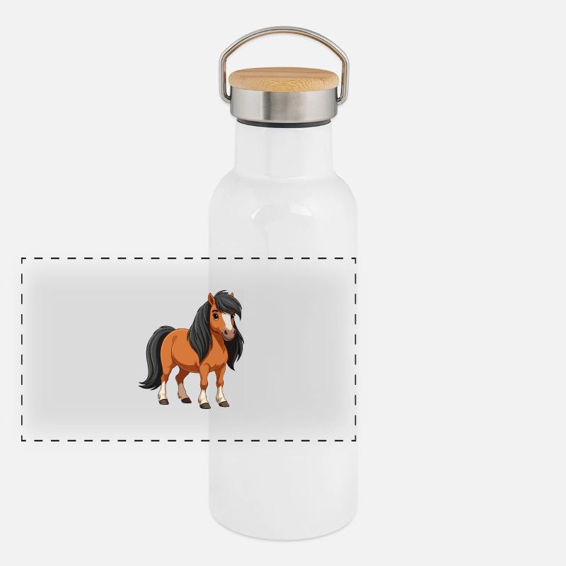 Moulinet poney Shetland Gourde isotherme avec bouchon en bambou