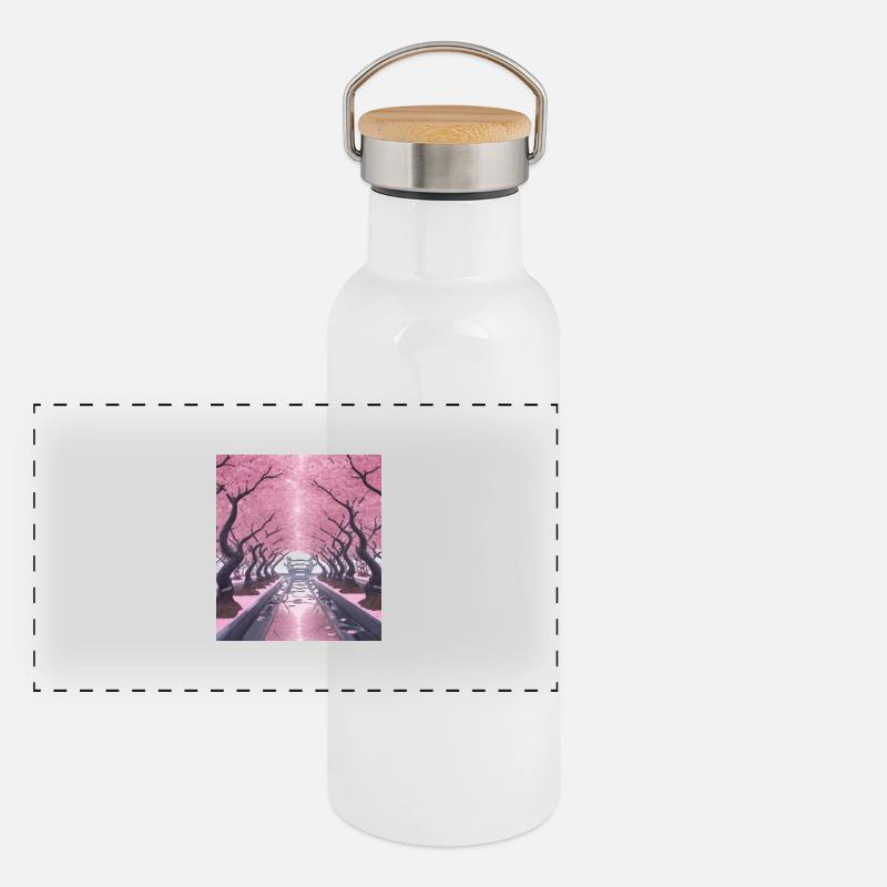 Tunnel de cerisier en fleurs Gourde isotherme avec bouchon en bambou