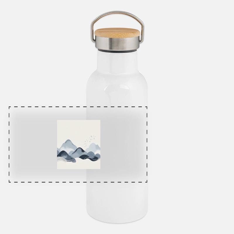 Abstrakte Berge Panorama Thermosflasche mit Bambusdeckel