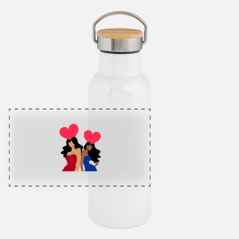Galentine's Day 2025 Mädchen Panorama Thermosflasche mit Bambusdeckel