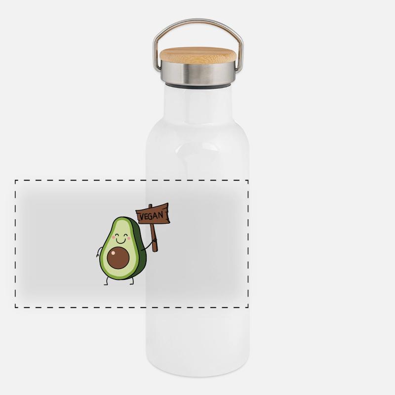 Vegane Avocado Panorama Thermosflasche mit Bambusdeckel