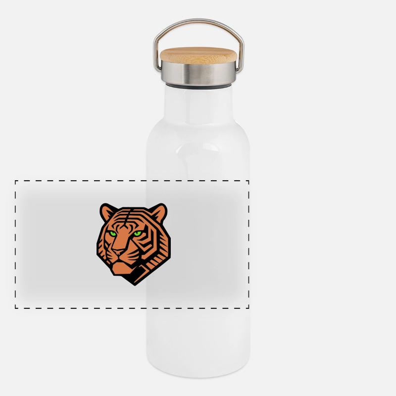 Geometric Tiger - Vector Design Panoramic Thermal Bottle with Bamboo Lid