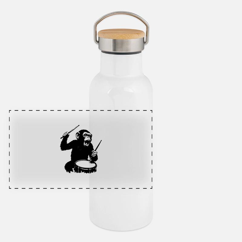 Singe Batteur | La danse du singe à la Banksy Gourde isotherme avec bouchon en bambou