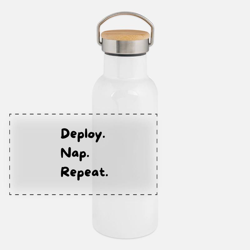 Deploy. Nap. Repeat. Panorama Thermosflasche mit Bambusdeckel