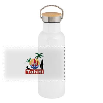 tahiti - Gourde isotherme avec bouchon en bambou - blanc - Devant