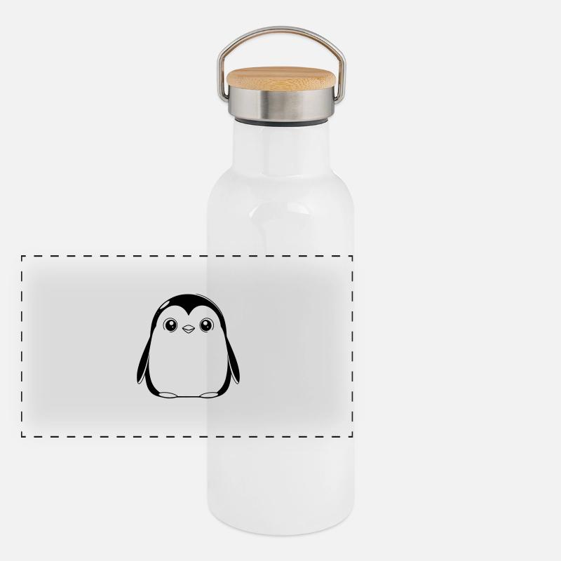 pingouin mignon comme illustration vectorielle Gourde isotherme avec bouchon en bambou