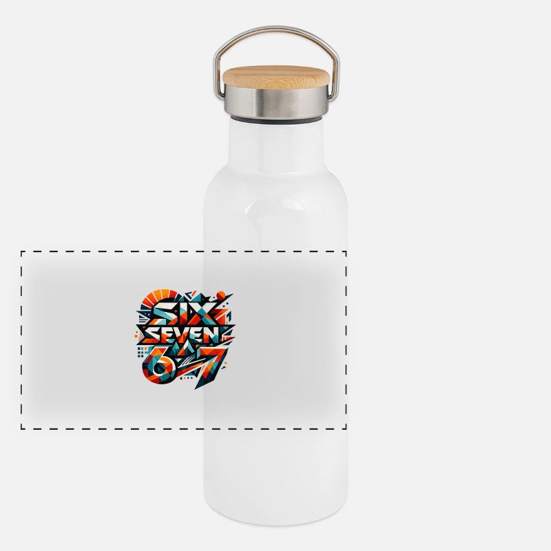 Geometrische 67-Farb-Explosion Panorama Thermosflasche mit Bambusdeckel