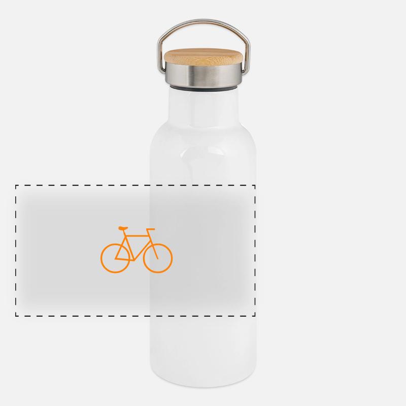 Fahrrad orange Panorama Thermosflasche mit Bambusdeckel