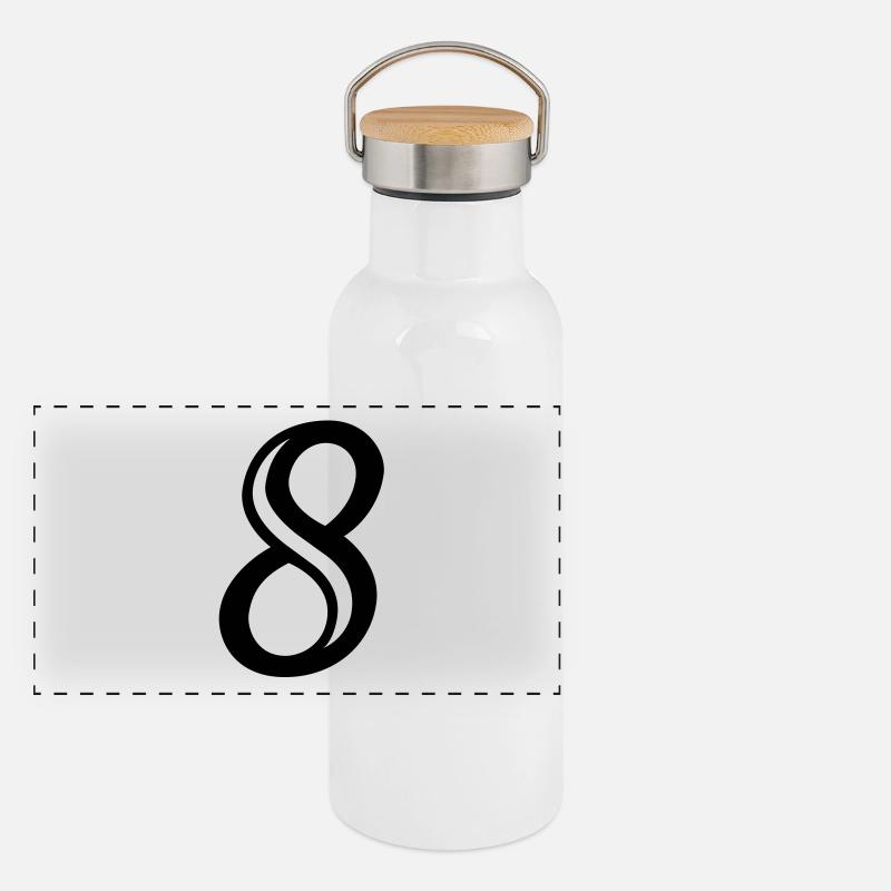 Decorated Number 8 Eight Panoramic Thermal Bottle with Bamboo Lid