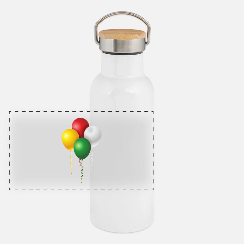 Luftballons zu Fasching oder Karneval Panorama Thermosflasche mit Bambusdeckel