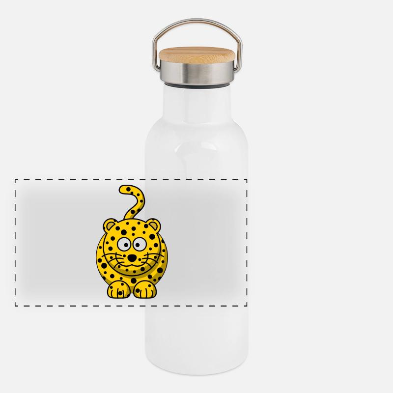 Leopard Cartoon Gourde isotherme avec bouchon en bambou