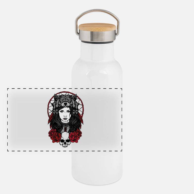 Red Shaman Panoramic Thermal Bottle with Bamboo Lid