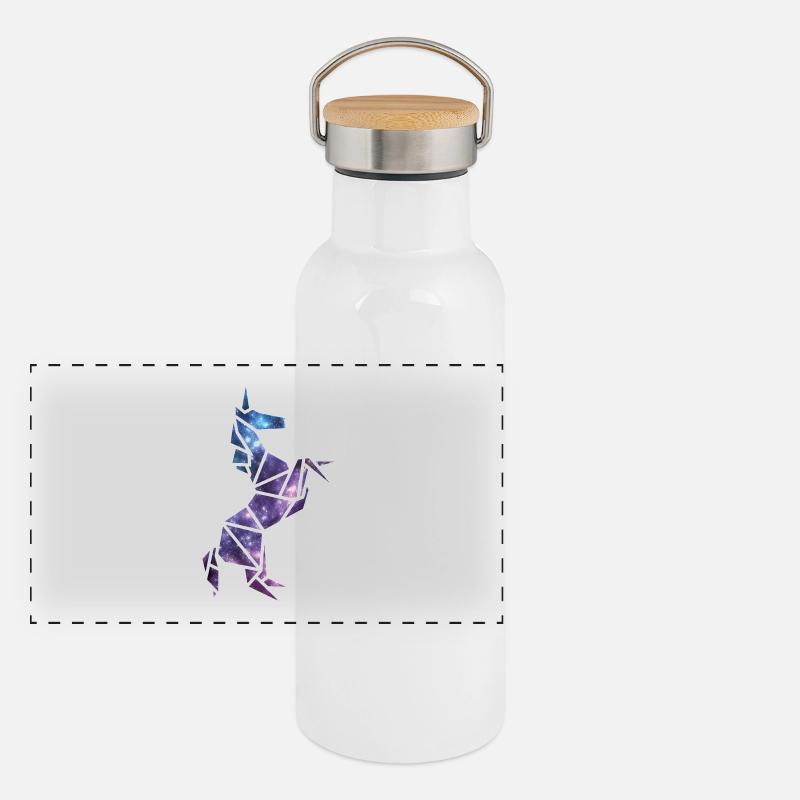 Galaxy Einhorn Panorama Thermosflasche mit Bambusdeckel