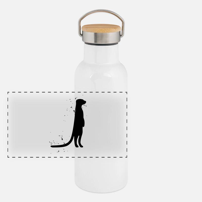 Erdmännchen Panorama Thermosflasche mit Bambusdeckel