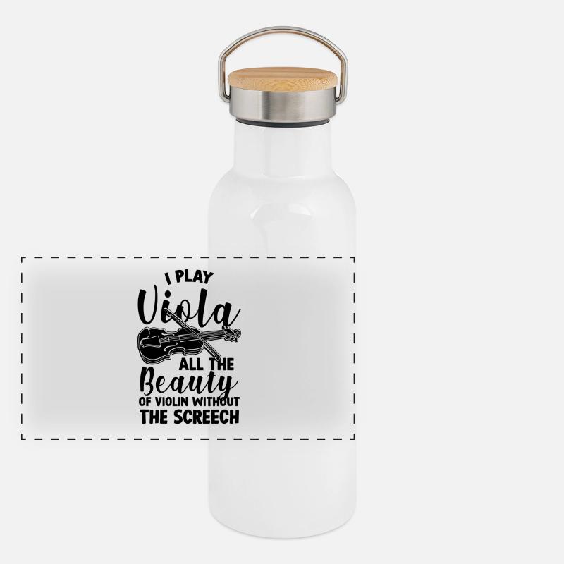 Ich Spiele Viola – Bratschist Spruch Panorama Thermosflasche mit Bambusdeckel