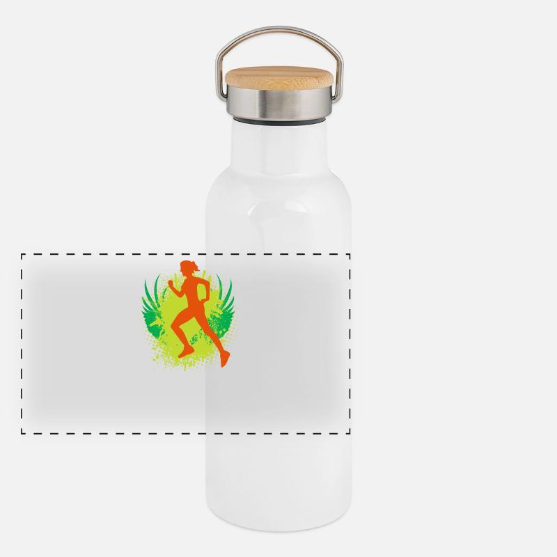 Vector background de - Panorama Thermosflasche mit Bambusdeckel - Weiß