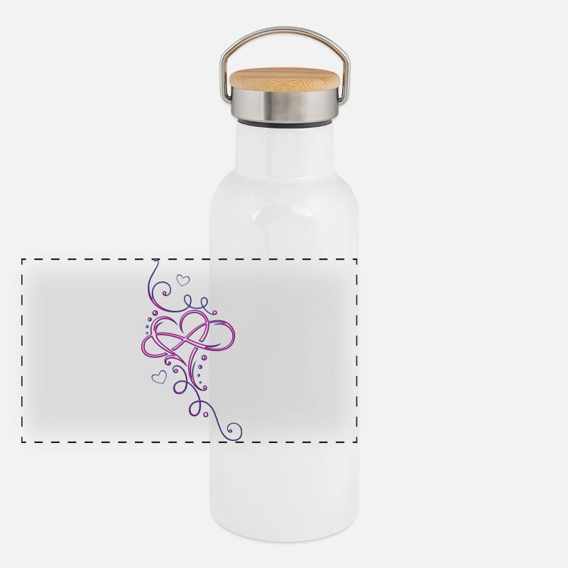 Heart tribal with infinity loop, infinity Panoramic Thermal Bottle with Bamboo Lid
