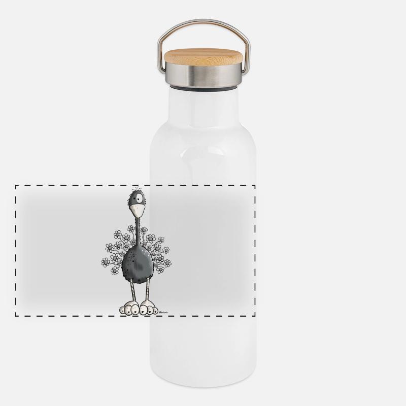 Funny Ostrich Panoramic Thermal Bottle with Bamboo Lid