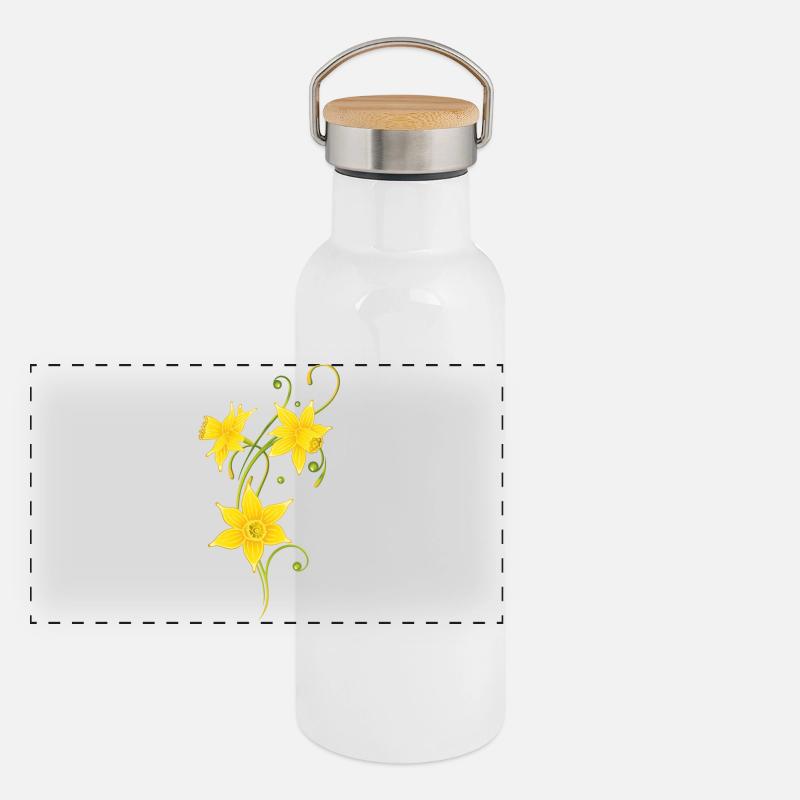 Narzisse Osterglocken Ostern Panorama Thermosflasche mit Bambusdeckel