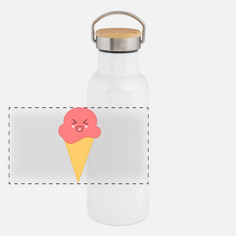 Eis Eiscreme Erdbeere Erdbeereis Sommer Festival Panorama Thermosflasche mit Bambusdeckel