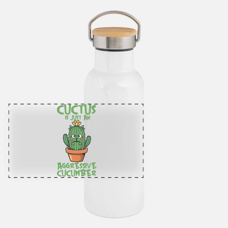 EIN CUCTUS IST NUR EINE AGGRESSIVE GURKE Panorama Thermosflasche mit Bambusdeckel