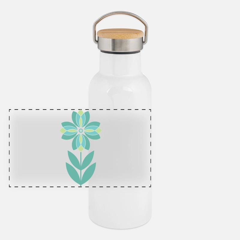 Green Mid-Century Flower Panoramic Thermal Bottle with Bamboo Lid