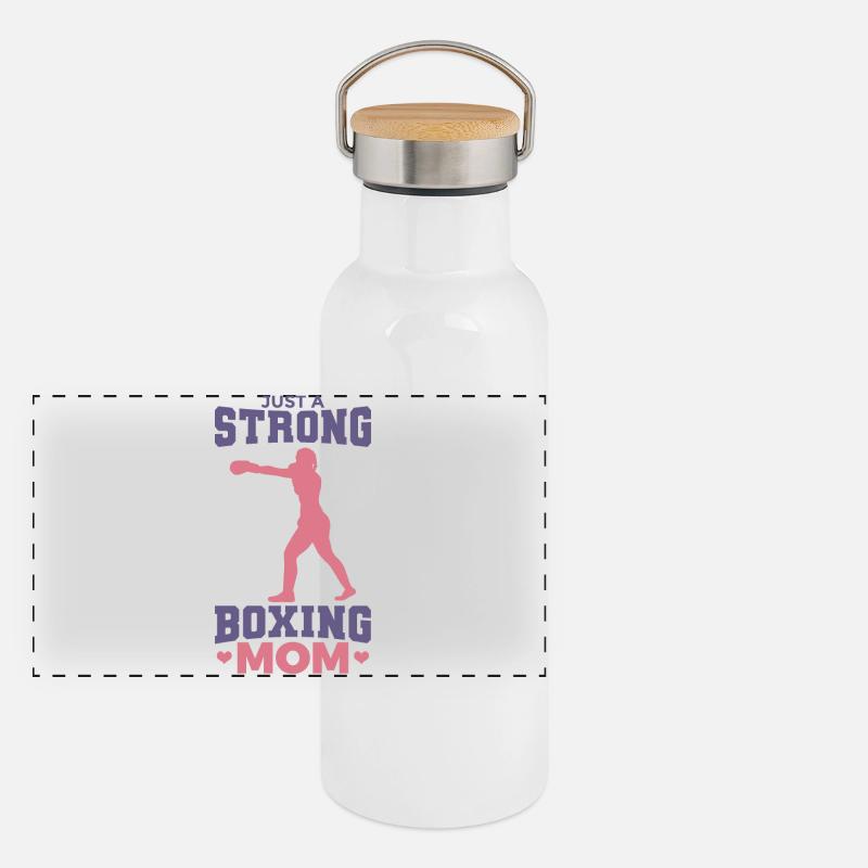 Nur eine starke Boxer Mama Panorama Thermosflasche mit Bambusdeckel