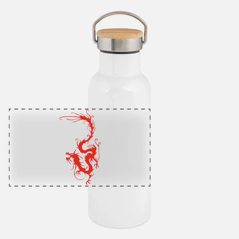 Red Smoke Dragon Panoramic Thermal Bottle with Bamboo Lid