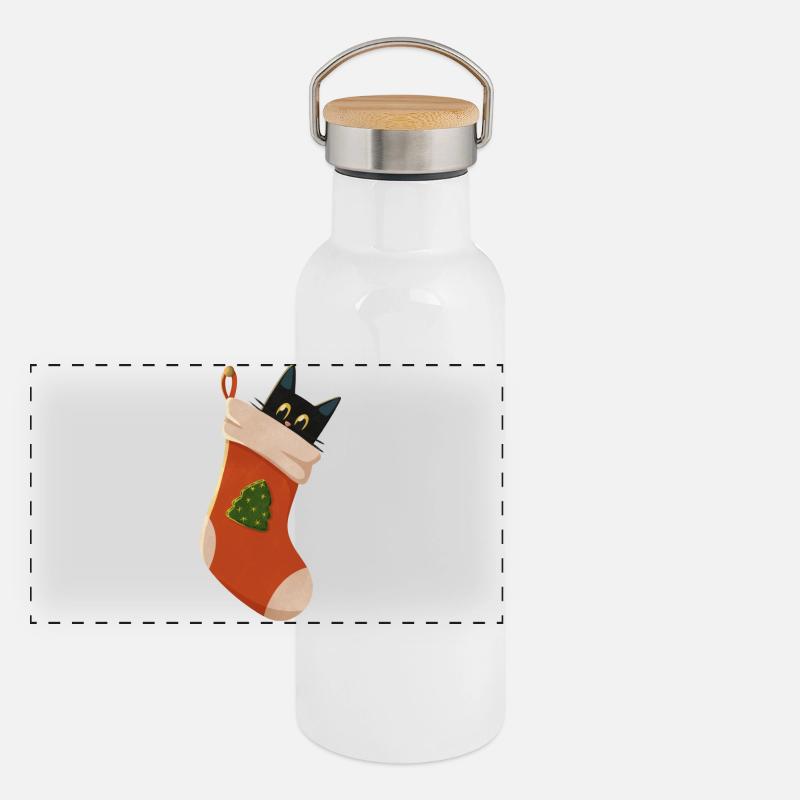 Chat en bottes Gourde isotherme avec bouchon en bambou