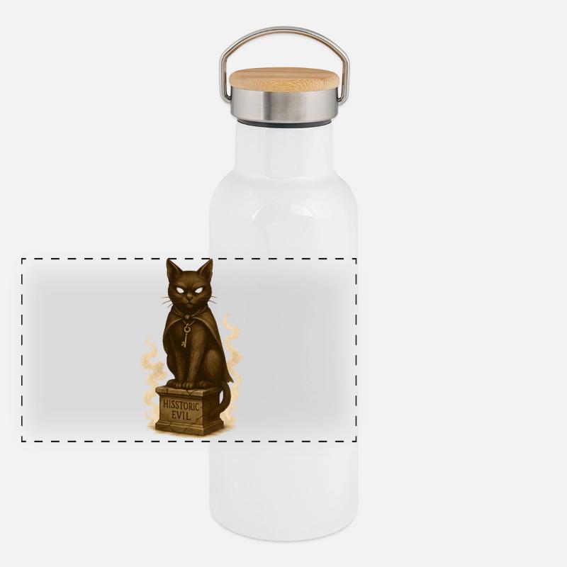 Dark Cat Magic Mask Panoramic Thermal Bottle with Bamboo Lid