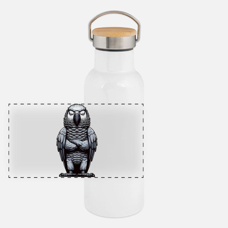 Perroquet gris d'Afrique propriétaire de perroquet gardien de perroquet Gourde isotherme avec bouchon en bambou
