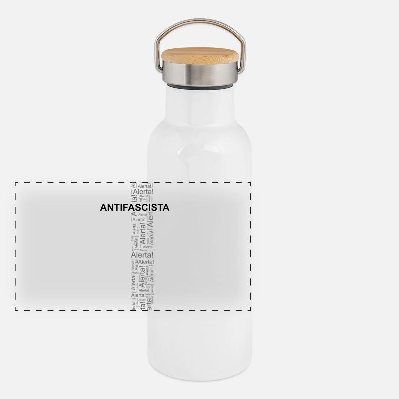 Alerte! Antifasciste ! - Art des mots Gourde isotherme avec bouchon en bambou