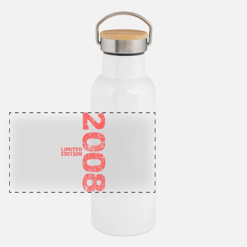 Limited Edition 2008 18. Geburtstag Geschenk Panorama Thermosflasche mit Bambusdeckel