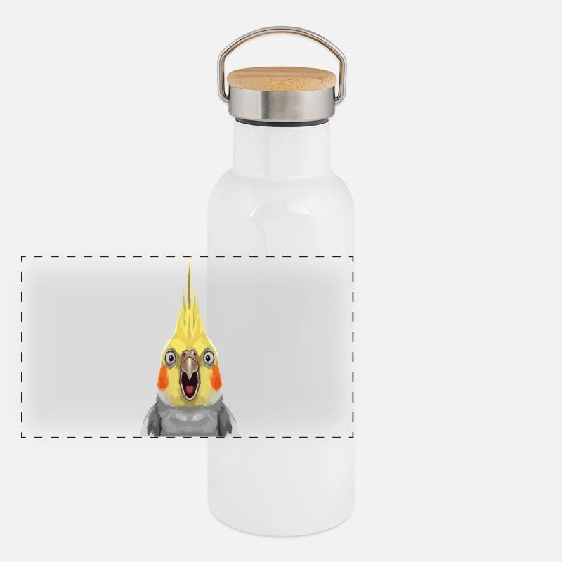 Estampe pop expressive de calopsitte Gourde isotherme avec bouchon en bambou