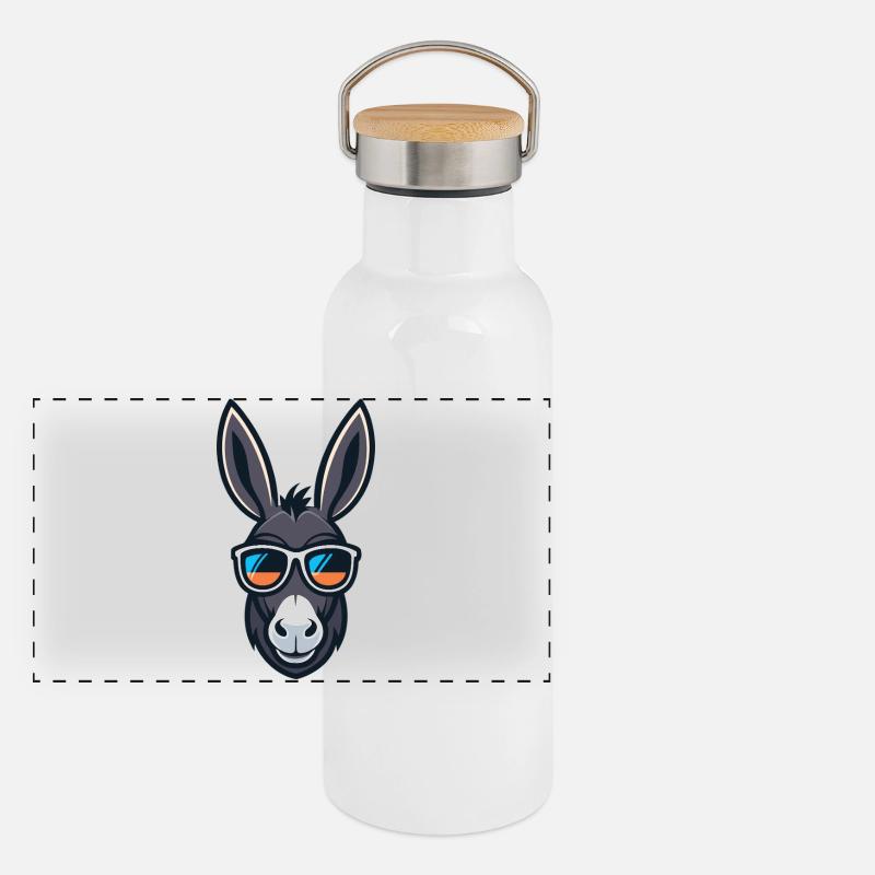 Esel-Cartoon-Stilisierte Sonnenbrille Panorama Thermosflasche mit Bambusdeckel