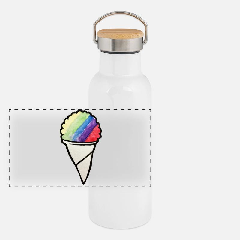 Cornet crème aquarelle arc-en-ciel Gourde isotherme avec bouchon en bambou