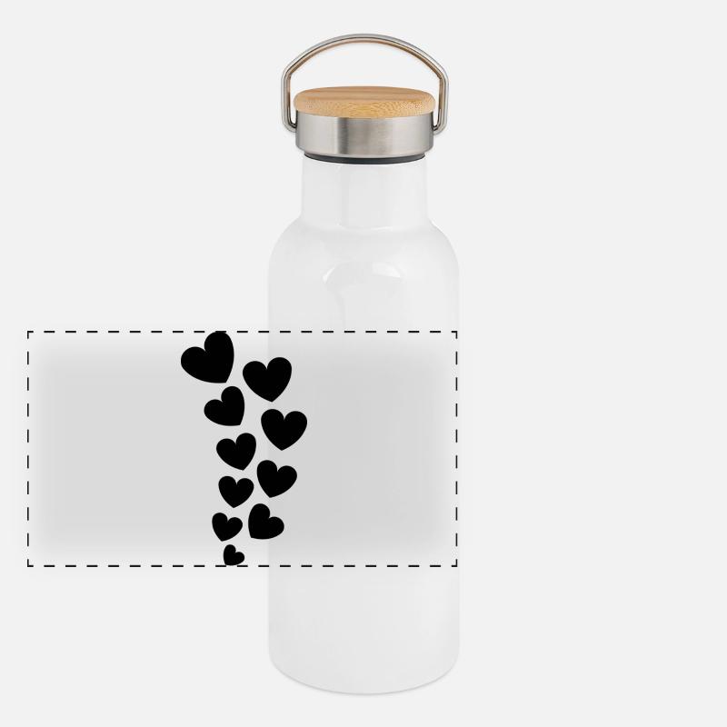 Schwebende Herzen Panorama Thermosflasche mit Bambusdeckel