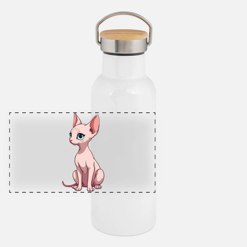 Sphynx Katze Panorama Thermosflasche mit Bambusdeckel