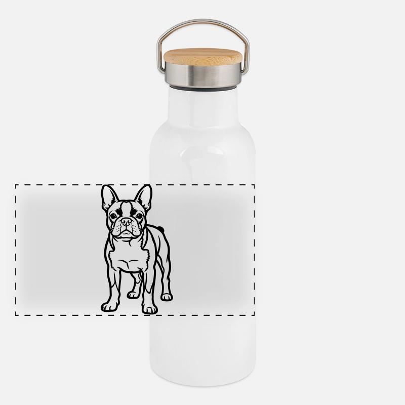 Boston Terrier Gourde isotherme avec bouchon en bambou
