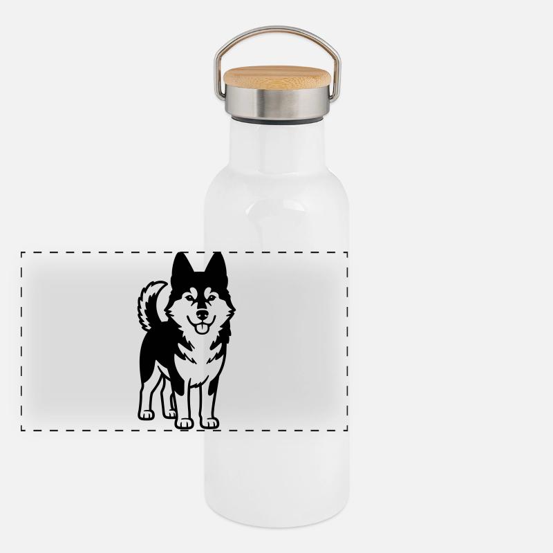 Husky Dog Gourde isotherme avec bouchon en bambou