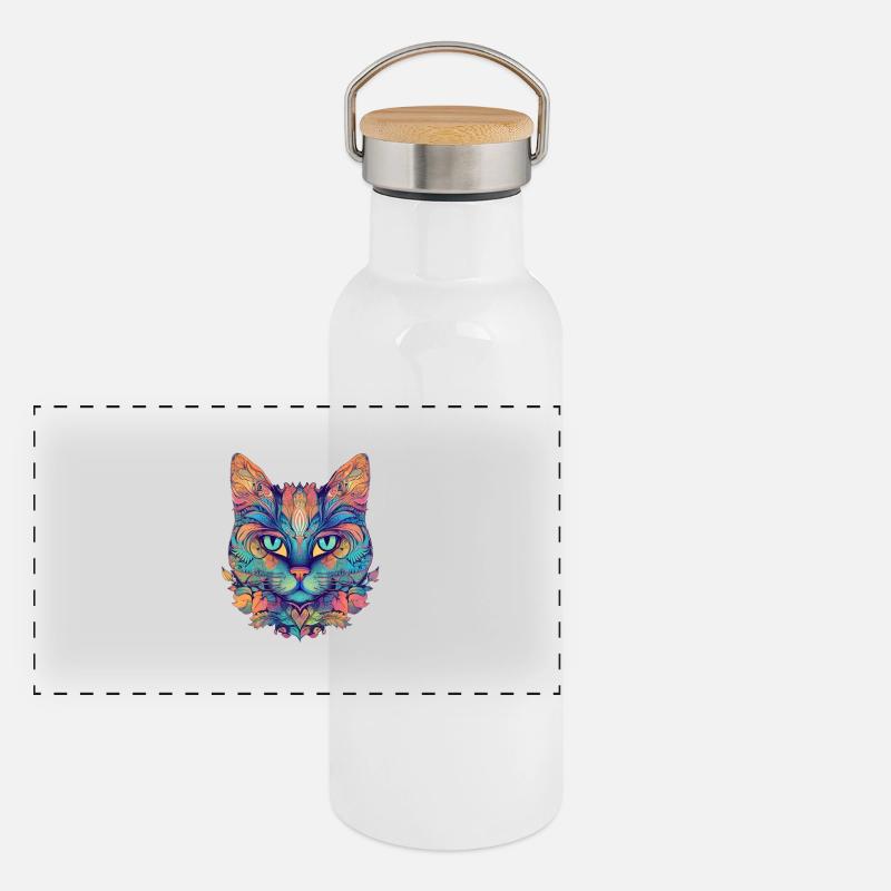 Abstract cat Panoramic Thermal Bottle with Bamboo Lid