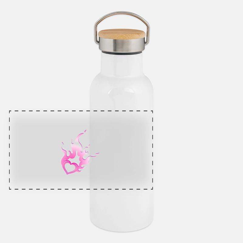 burning heart Panoramic Thermal Bottle with Bamboo Lid