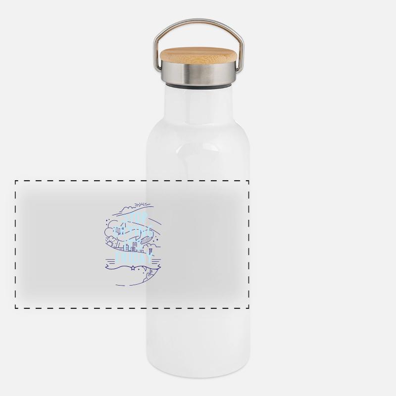 Stop Crying it´s Friday- Wochenende Freitag Panorama Thermosflasche mit Bambusdeckel