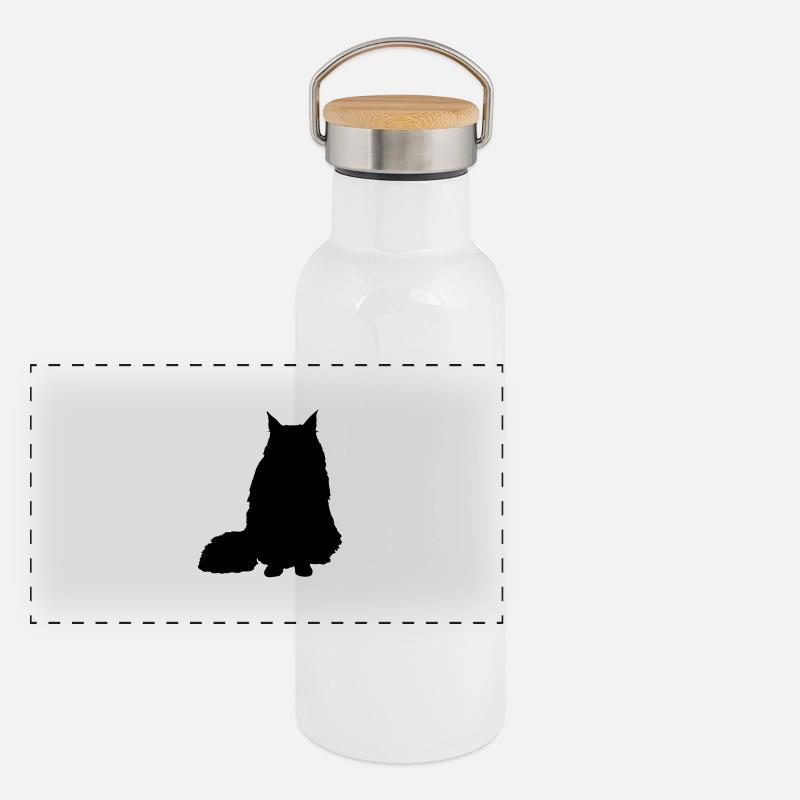 Vector Cat Silhouette Gourde isotherme avec bouchon en bambou