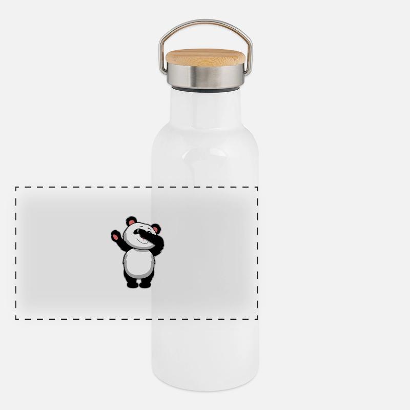 Dabbing Panda Bear - Dab Panda Panorama Thermosflasche mit Bambusdeckel