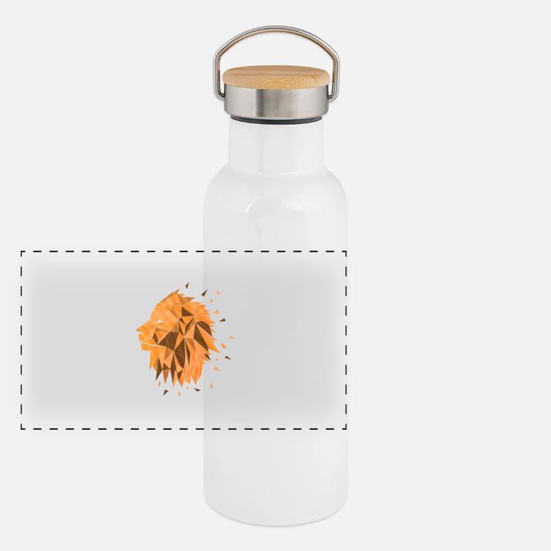Löwe Panorama Thermosflasche mit Bambusdeckel